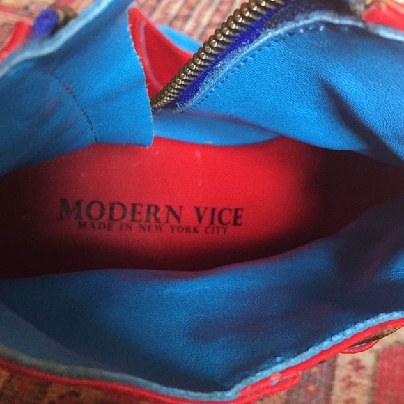 SOLD Modern Vice Jett Boots studded buckle pointed toe moto boot red leather - Picture 6 of 6